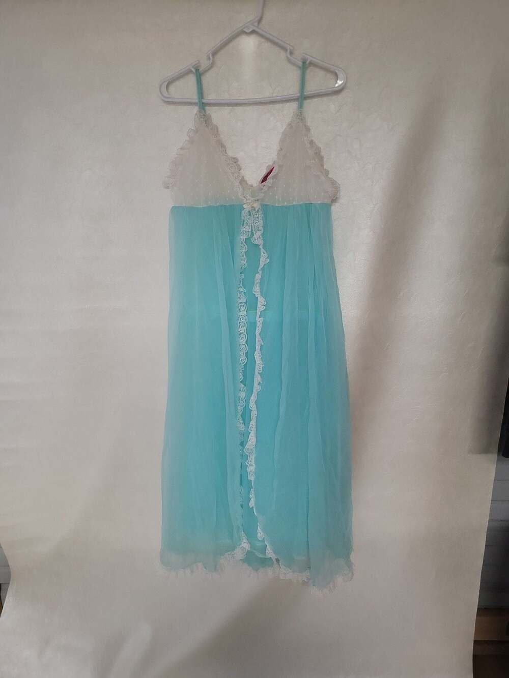 Vintage 50/60's Gotham Sheer Overlay Nylon Chiffon Babydoll Nightgown S